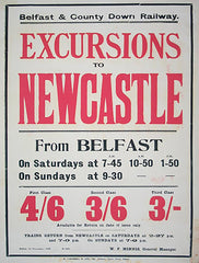 Ireland Co Down - Train Timetable - Belfast to Newcastle (UF) 50x70