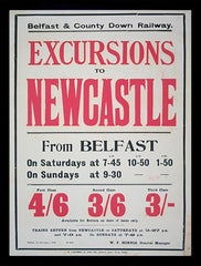 Ireland Co Down - Train Timetable - Belfast to Newcastle (FB) 50x70