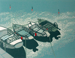 Linocut Print - Bunbeg Boats 2006