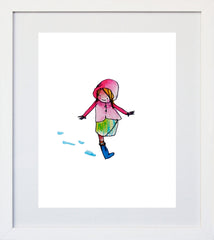 A Little Girl Walking White Frame