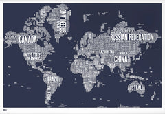 Map - World In Slate Unframed