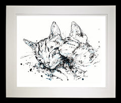 Print Ltd Edition Animals - Affection Black Wide Box Frame