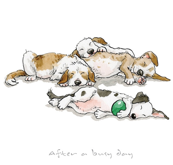 Print - A Dog's Life After a Busy Day