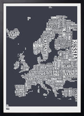 Map - Europe In Slate Black Frame