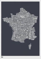 Map - France In Slate Unframed