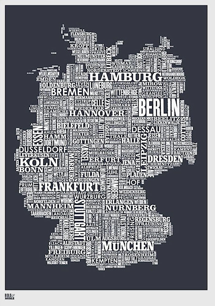 Map - Germany In Slate Unframed