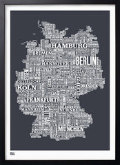 Map - Germany In Slate Black frame