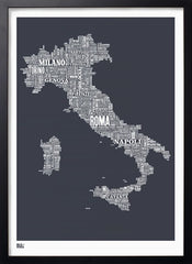 Map - Italy In Slate Black frame