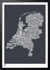 Map - Netherlands In Slate Black frame