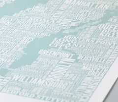 Map - USA New York in Duck Egg Blue 