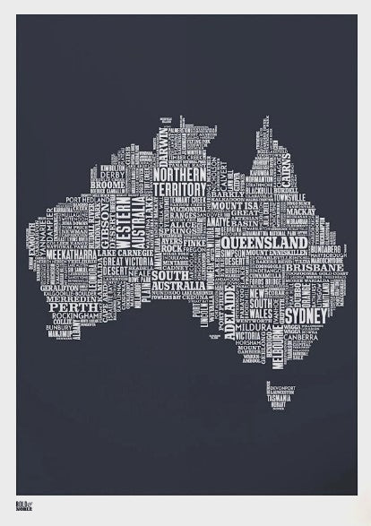 Map - Australia In Slate Unframed