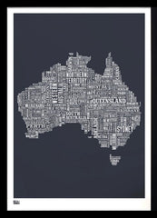 Map - Australia In Slate Frame Black