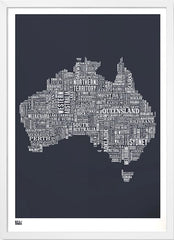 Map - Australia in Slate White Frame