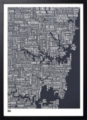 Map - Australia Sydney In Slate Black Frame