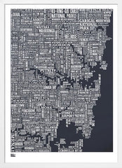 Map - Australia Sydney In Slate-Standard-White Box Frame