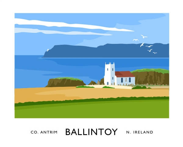 Co Antrim - Ballintoy Church Unframed 40x30