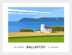 Co Antrim - Ballintoy Church Frame White 40x30 No Mount