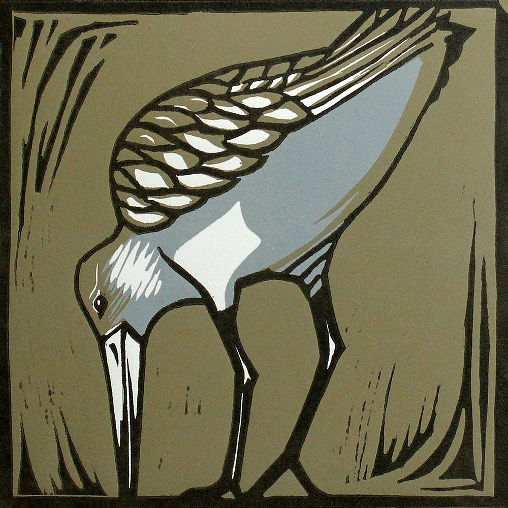 Lino Print - Bar Tailed Godwit