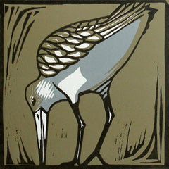 Lino Print - Bar Tailed Godwit