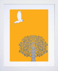 Barn Owl Orange White Frame