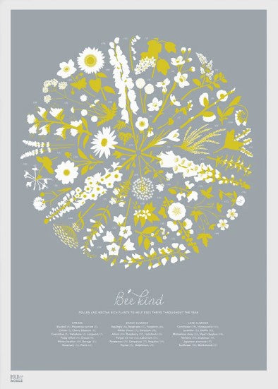 Nature - Bee Kind (Warm Grey) Unframed