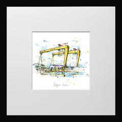 Print Open Edition Landscapes - Belfast Docks-12 x 12-Small Flat Black Frame