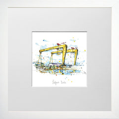 Print Open Edition Landscapes - Belfast Docks-12 x 12-Small Flat White Frame