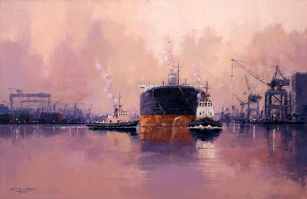 Print - Belfast Port-55.5 x 35-Unframed