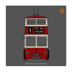 Belfast Trolley Bus Unframed 15x15