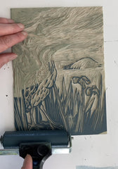 Lino Print - Bittern, Inner Hebrides