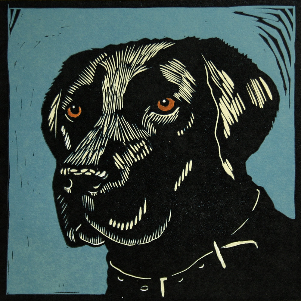 Lino Print - Black Labrador