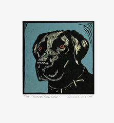 Lino Print - Black Labrador Unframed