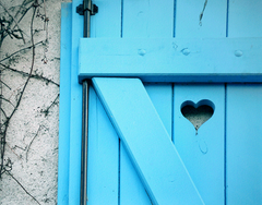 Paris In Blue Heart On Door Unframed