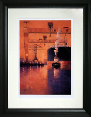 Print - Boats And Cranes-46 x 65.5-Chunky Black Frame