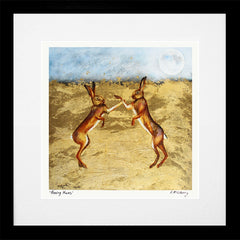 Print - Boxing Hare - Black Box Frame (With Mount)