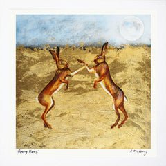 Print - Boxing Hare - White Box Frame (No Mount)