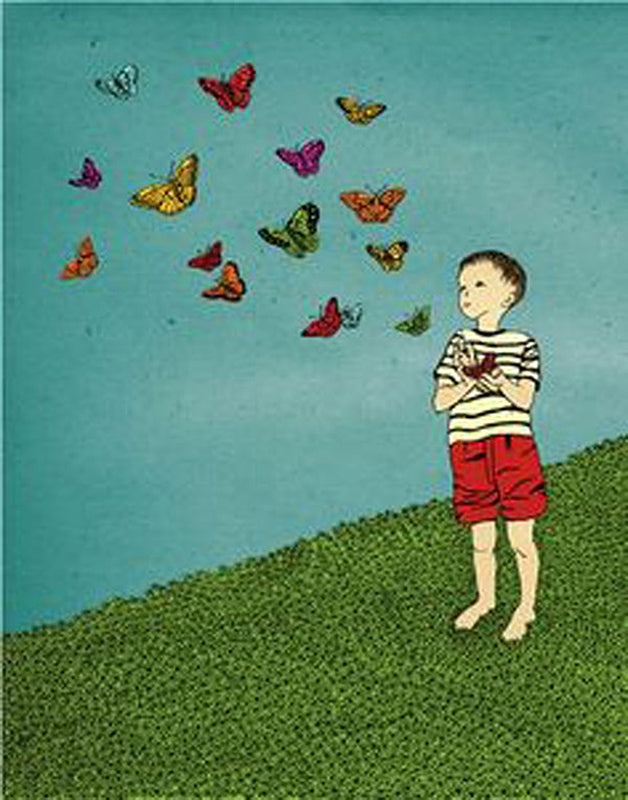 Boy Releases Butterflies