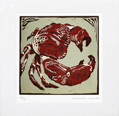 Lino Print - Brown Crab - Unframed