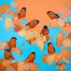 Bullfinches in Orange and Blue