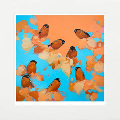 Bullfinches in Orange and Blue - Unframed