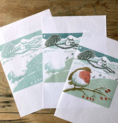 Lino Print - Coastal Winter