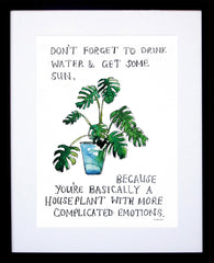 Drinks Water - Houseplant Black Frame