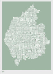 Map - England Cumbria and Lake District in Green Unframed