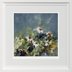 Print - Daisies On Blue Framed