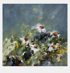 Print - Daisies On Blue Unframed