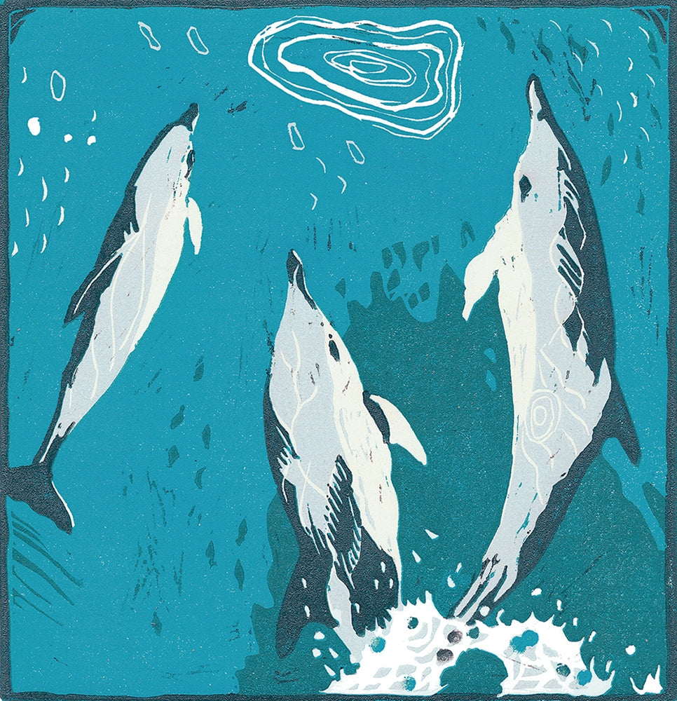 Lino Print - Dolphins