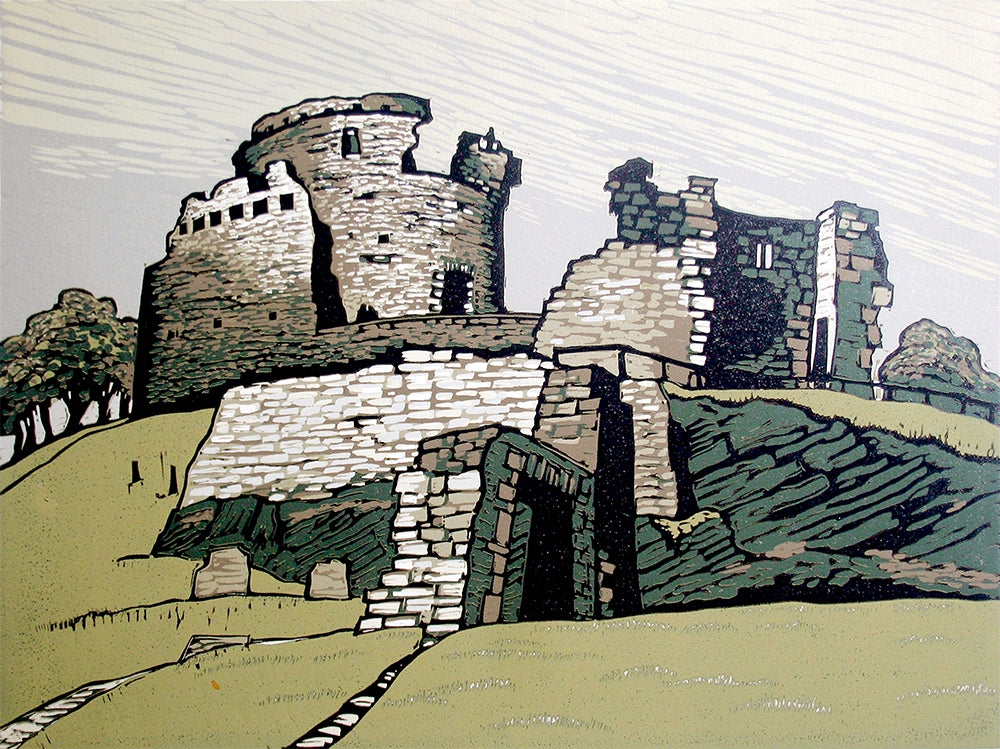 Linocut Print - Co Down Dundrum Castle 2001