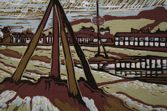 Linocut Print - Co Down Dundrum Harbour 1992