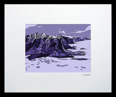 Series 1 - Dunluce Castle Purple-16 x 11.5-Small Flat Black Frame