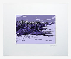 Series 1 - Dunluce Castle Purple-16 x 11.5-Small Flat White Frame